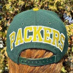 Vintage 90s Blockhead Green Bay Packers American Needle wool snapback cap hat